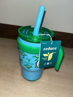 Reduce Kids Spill-Proof Straw Cup - Blue & Green Sea Turtle